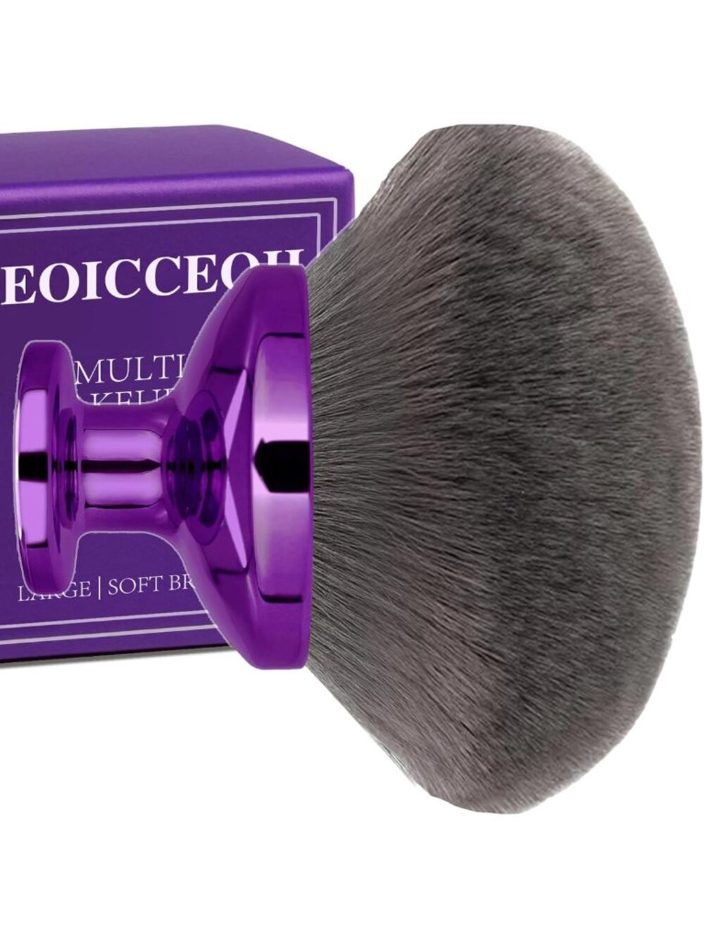 Extra Large Kabuki Makeup Brush for Self Tanner & Bronzer - Wet/Dry Use, Purple